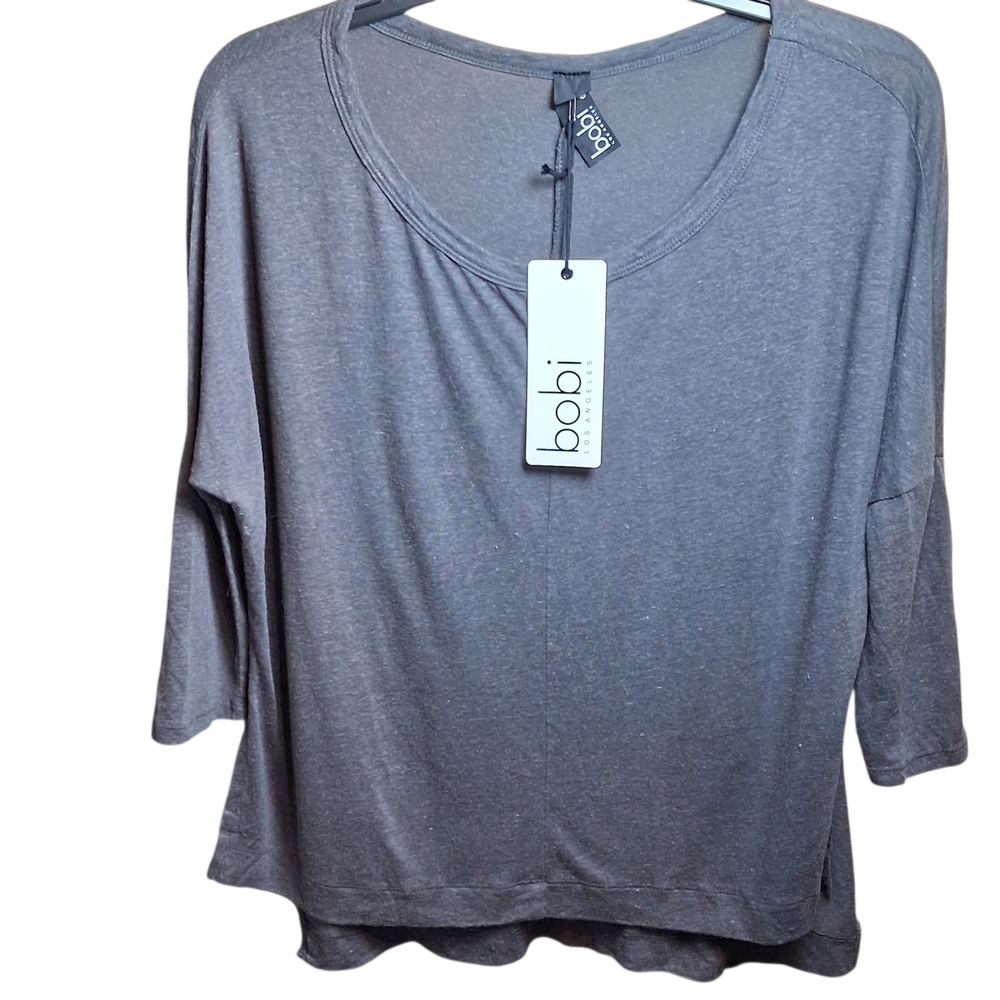 NWT Bobi LA Dolman Sleeve Pull-Over Top Sz S Charcoal Gray Tunic-Style High-Low